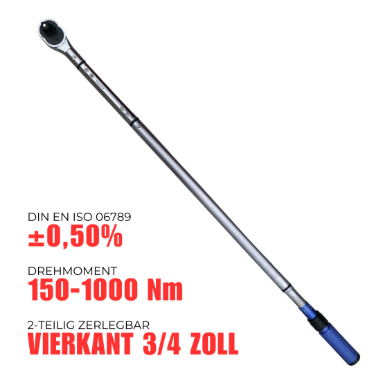 Drehmomentschlüssel inkl. Koffer mit +/- 3% Toleranz 200 - 1000 Nm