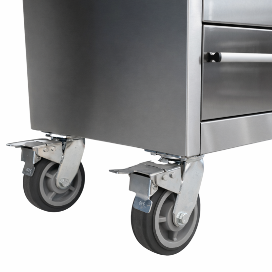 RETTER Edelstahl RS6 Werkstattwagen XXL 194 cm - Fahrbare Werkbank mit 14 Schubladen und Schrankfach 1940 x 515 x 1045 mm