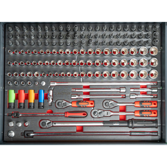 R12 - 8 Schubladen bestückt | Premiumqualität RETTER - Chrom-Vanadium-Werkzeugset 698-tlg.