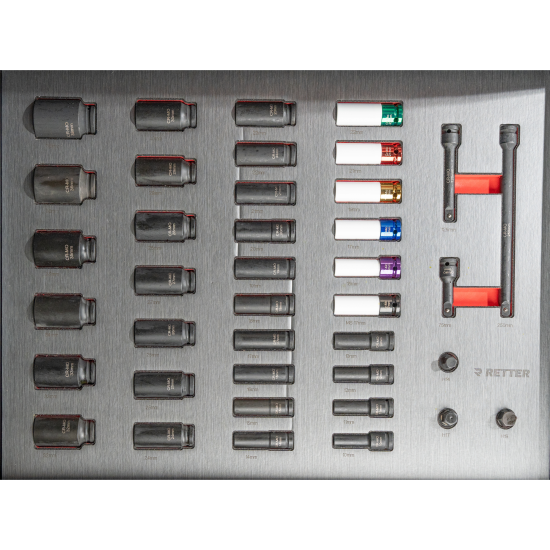 R12 - 8 Schubladen bestückt | Premiumqualität RETTER - Chrom-Vanadium-Werkzeugset 698-tlg.