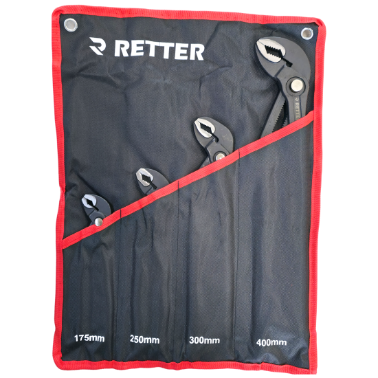 Preview: RETTER 4-teiliges CR-V Wasserpumpenzangen-Set 175-400 mm inkl. Aufbewahrungstasche