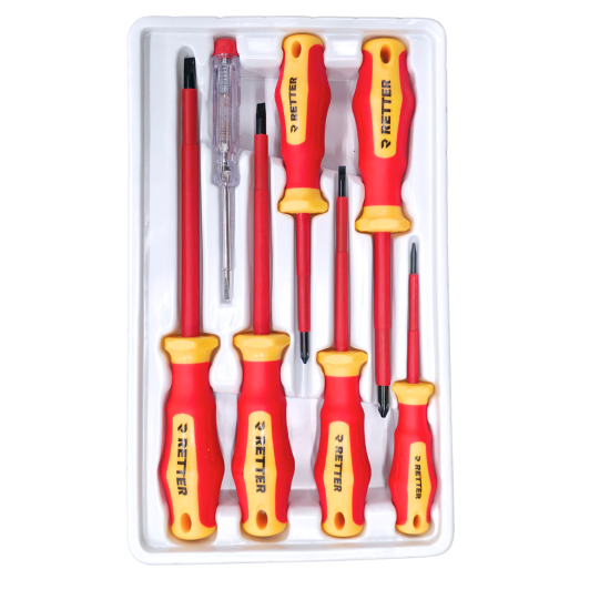 RETTER VDE Isolierter Schraubendreher-Satz (7-teilig) – Schlitz & Pozi, magnetisch, bis 1000V