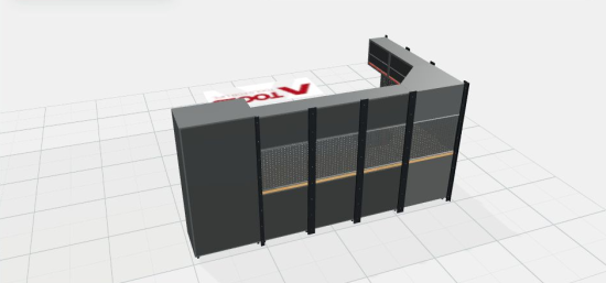Rückansicht der RETTER Premium Werkstatteinrichtung RT-P21H39 mit Holzarbeitsplatte – 3D-Darstellung