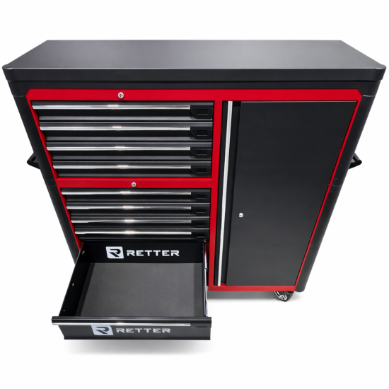 RETTER Werkstattwagen 10 Schubladen + Seitenschrank - Rollwagen 1200 mm mit Interlock System R3410XXL