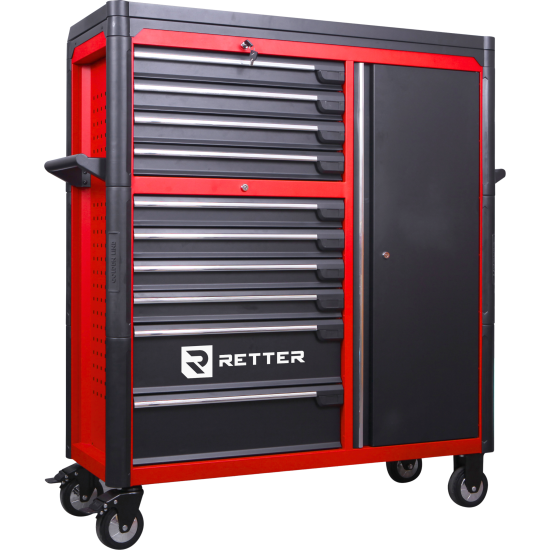 RETTER Werkstattwagen 10 Schubladen + Seitenschrank - Rollwagen 1200 mm mit Interlock System R3410XXL
