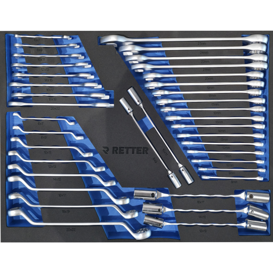 RETTER RS7 Werkstattwagen 402-tlg - 7 Schubladen Werkzeugwagen mit Edelstahl-Arbeitsplatte, Türfach und Vollauszug