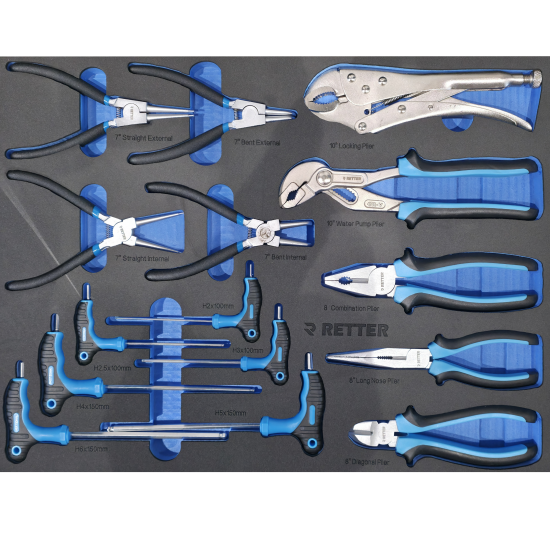 RETTER RS7 Werkstattwagen 402-tlg - 7 Schubladen Werkzeugwagen mit Edelstahl-Arbeitsplatte, Türfach und Vollauszug