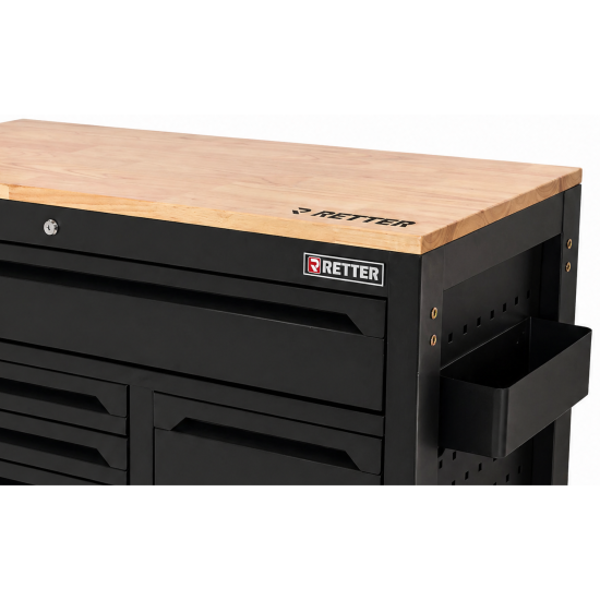 RETTER Werkzeugwagen R23 inkl. 372 Werkzeuge und VDE-Werkzeug, Alu-Einlagen, Holzplatte, 12V Akku Schlagschrauber und Akku Ratsche