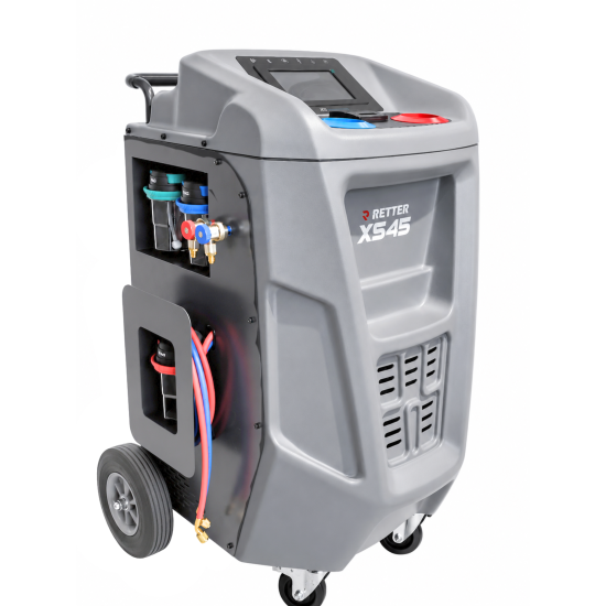 Preview: RETTER RTC-545 vollautomatisches Klimaservicegerät R134a mit 7-Zoll-Touchscreen, Rückgewinnung, Vakuum und Befüllung für Kfz-Klimaanlagen