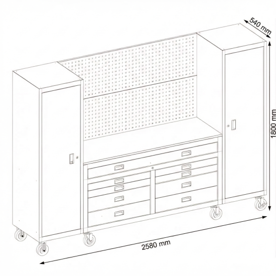 Preview: Werkstatteinrichtung Set 6 Teile Edition Schranksystem RTX-3000 | Mobile Werkbank | RETTER