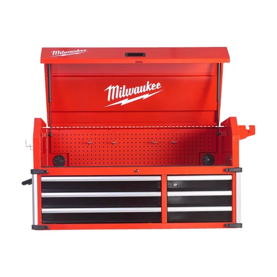 Stahl-Lagerschrank Aufsatz mit 6 Schubladen | 117 cm (46 Zoll) Werkstattwagen-Erweiterung - Milwaukee STC46-1 – Produktansicht auf weißem Hintergrund