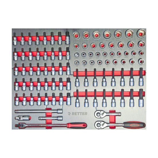 Mobiler Werkzeugwagen R13 - 8 Schubladen | Premiumqualität RETTER - Chrom-Vanadium-Werkzeugset