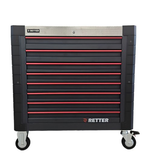 Mobiler Werkzeugwagen R13 - 8 Schubladen | Premiumqualität RETTER - Chrom-Vanadium-Werkzeugset
