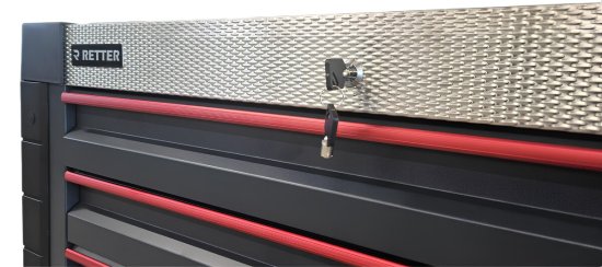 Mobiler Werkzeugwagen R13 - 8 Schubladen | Premiumqualität RETTER - Chrom-Vanadium-Werkzeugset