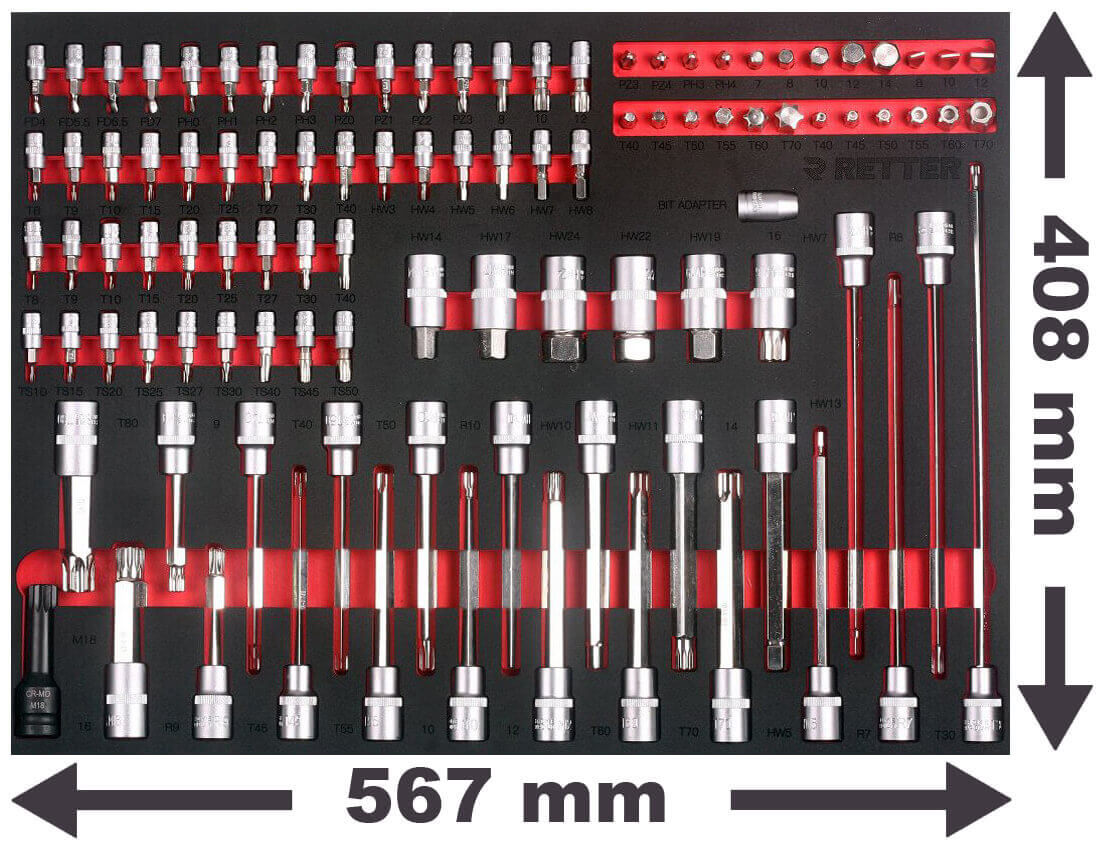 Kraft-Bit-Einsatz-Satz, Antrieb Innenvierkant 12,5 mm (1/2), Innenvielzahn (für XZN) M14 - M18