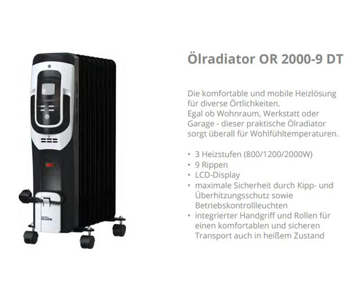 Ölradiator OR 2000-9 DT Radiator 2000W