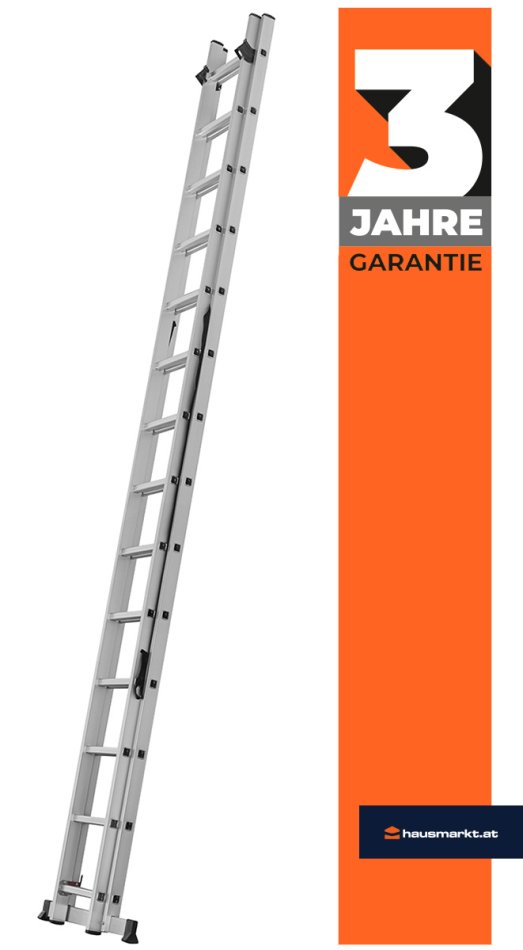 Schiebe-Teleskopleiter 2 x 11 Stufen – Arbeitshöhe 6,50 m – 150 kg belastbar – HAUSMARKT