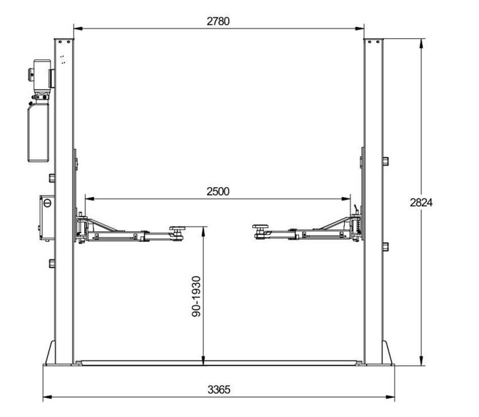 2 Säulen Hebebühne Profi-Line Auto. Entriegelung - RETTER RH-B4000ES Farbe RAL 7016