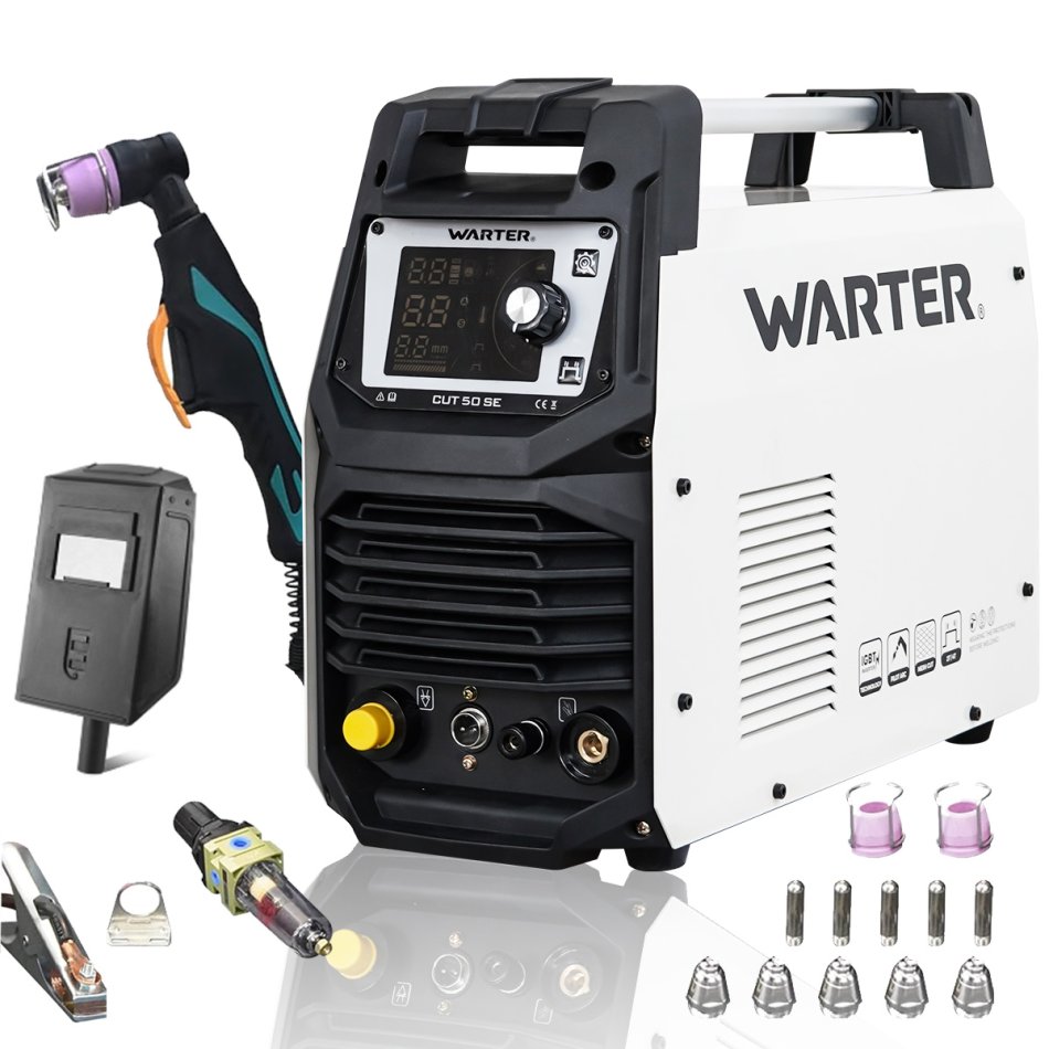 WARTER CUT-50 SE Plasmaschneider – 50A, HF-Pilotbogen, 20 mm Schnitttiefe, Digitaldisplay, 230V Plasmaschneidgerät