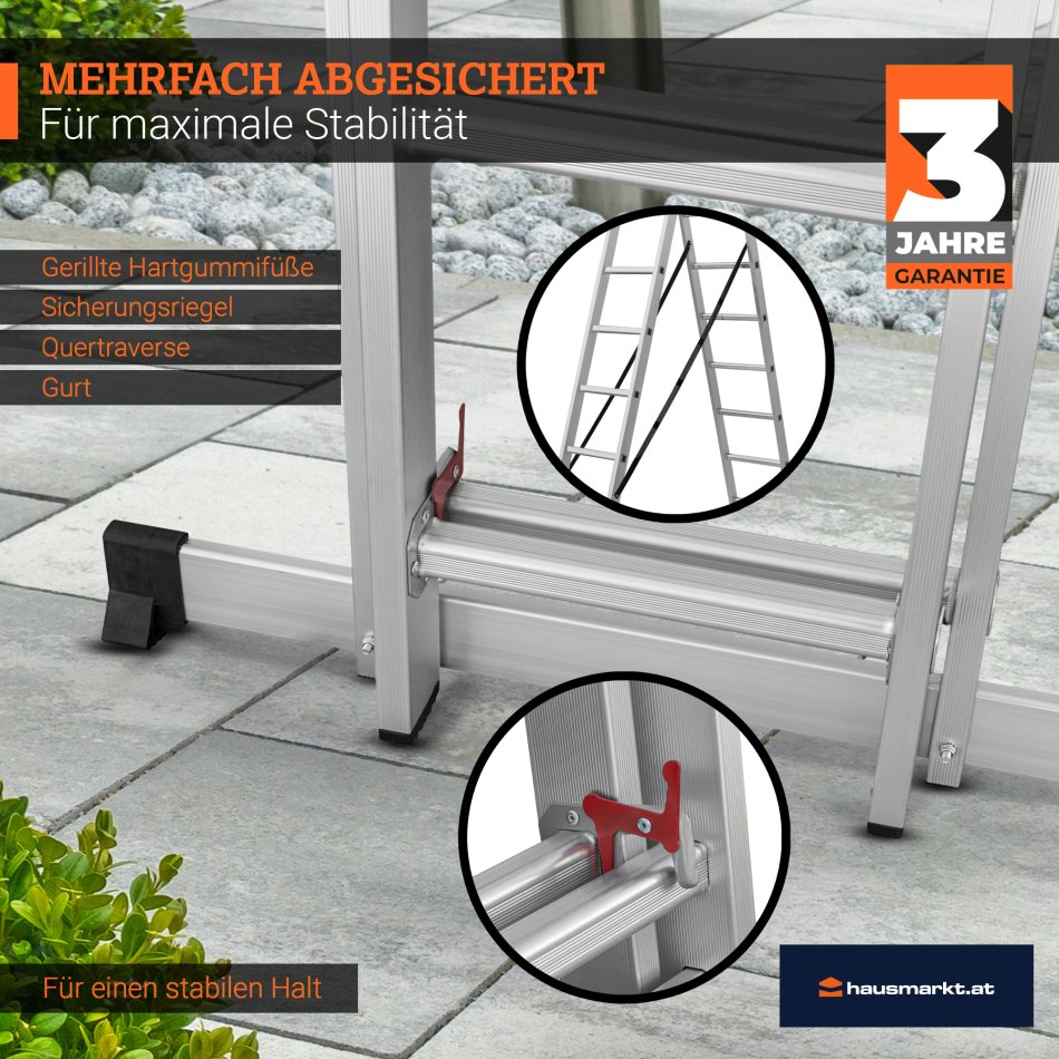 Schiebe-Teleskopleiter 2 x 11 Stufen – Arbeitshöhe 6,50 m – 150 kg belastbar – HAUSMARKT