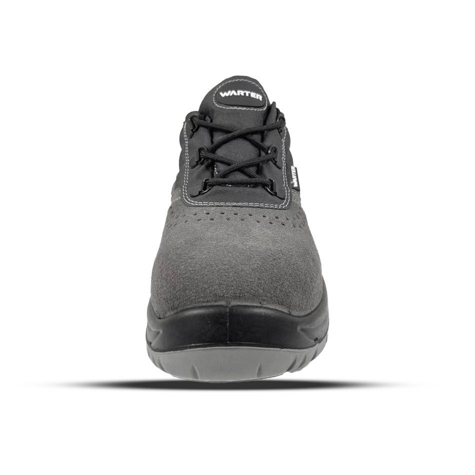 WARTER QUALIFY Sicherheitsschuh S1P – Stahlkappe, Stahlsohle & antistatisch – PU/PU Laufsohle, Veloursleder