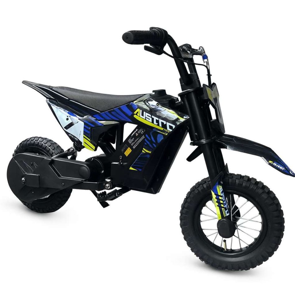 Kinder Elektro Crossbike Austro Moto CB12 - 300W 36V Lithium, 12 Zoll, bis 25 km/h, Blau/Grün | HIGHPER