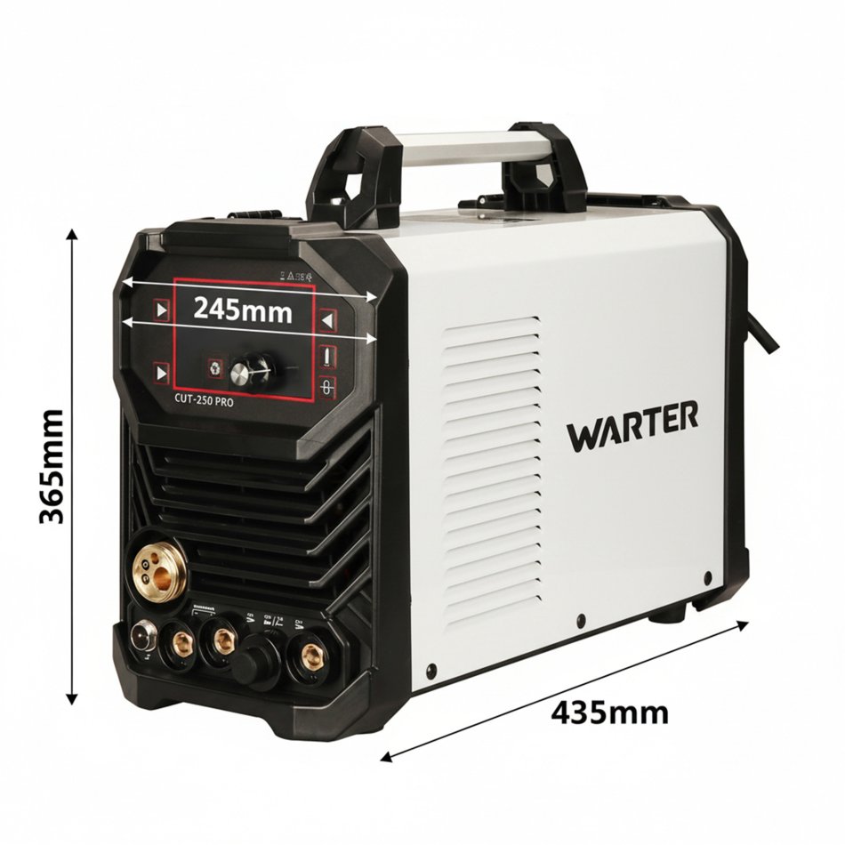 WARTER CUT-250 PRO Kompaktes 4-in-1 Multifunktions-Invertergerät für WIG, MIG/MAG, MMA & Plasma CUT 200A und 50A Kombigerät mit Plasma-Funktion