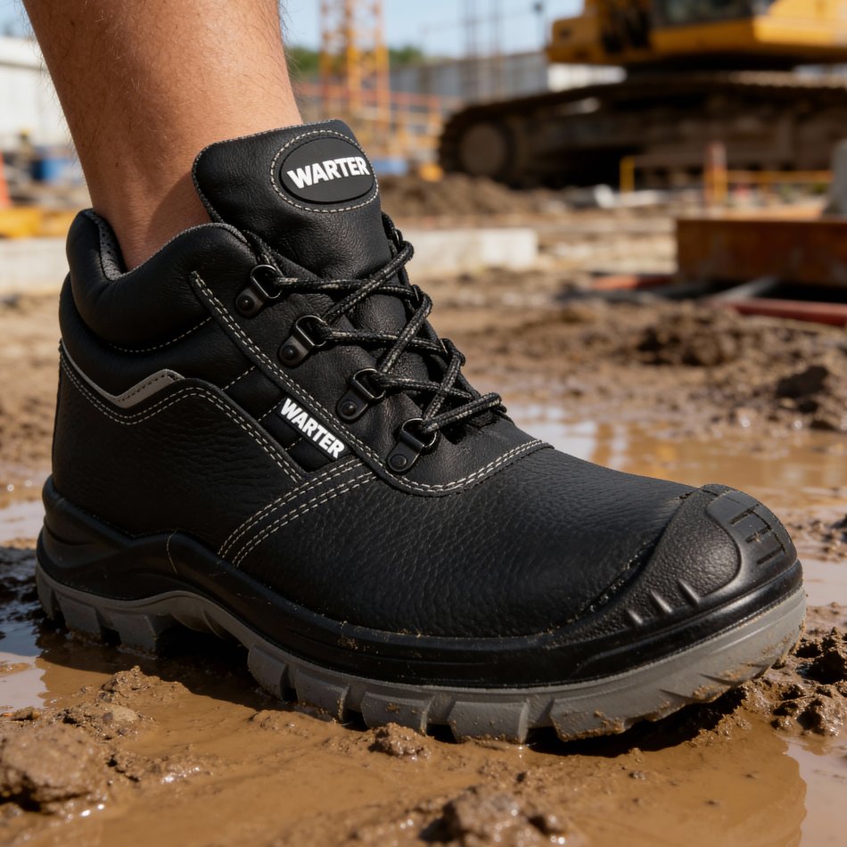 WARTER HIGHSAFE Sicherheitsschuhe S3 – Knöchelhoch, Leder, Wasserdicht, Rutschfest SRC, ESD – EN ISO 20345