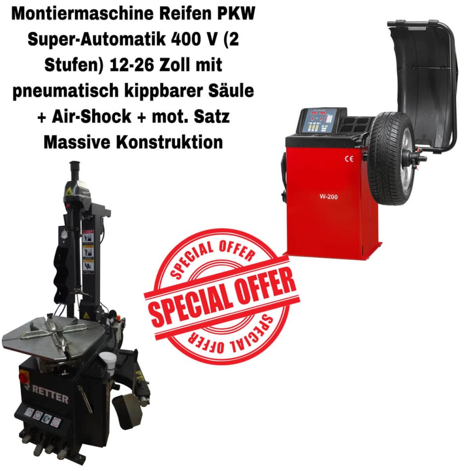 Reifendienst Set RETTER RTM-706D Pro. & AUSWUCHTMASCHINE W-200