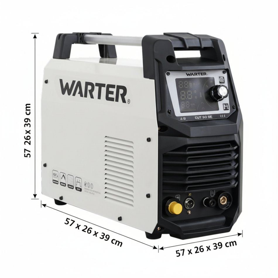 WARTER CUT-50 SE Plasmaschneider – 50A, HF-Pilotbogen, 20 mm Schnitttiefe, Digitaldisplay, 230V Plasmaschneidgerät