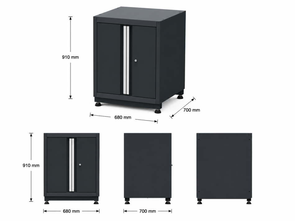 2-türiger Unterschrank Modul für Schranksystem RTX5000 - 680 x 700 x 910 mm | RETTER RTX-5000
