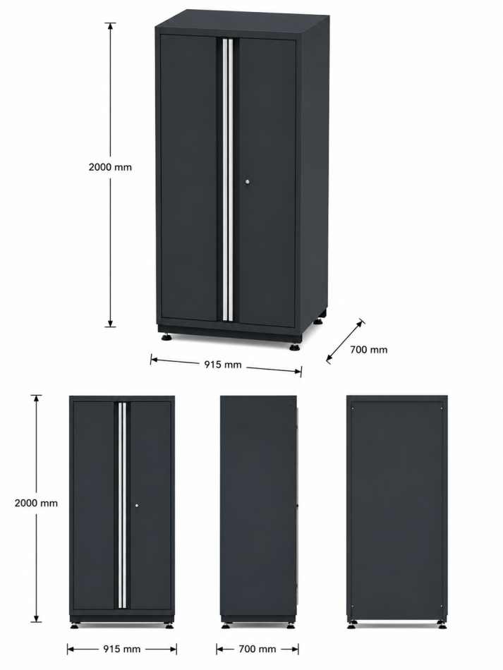 2-türiger Hochschrank Modul für Schranksystem RTX5000 - 915 x 700 x 2000 mm | RETTER RTX-5000