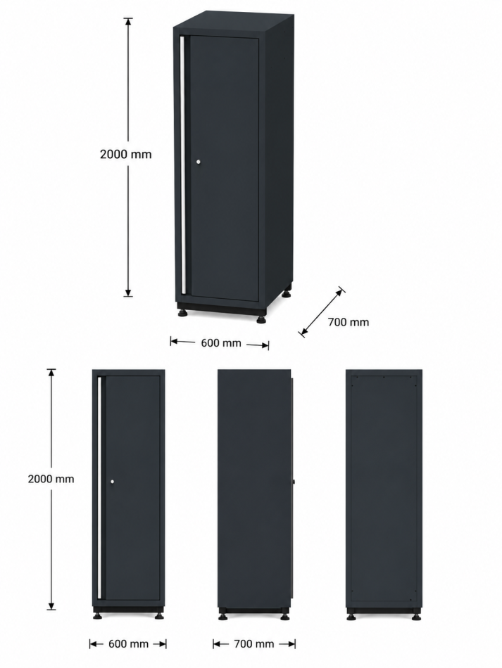 1-türiger Hochschrank Modul für Schranksystem RTX5000 - 600 x 700 x 2000 mm | RETTER RTX-5000
