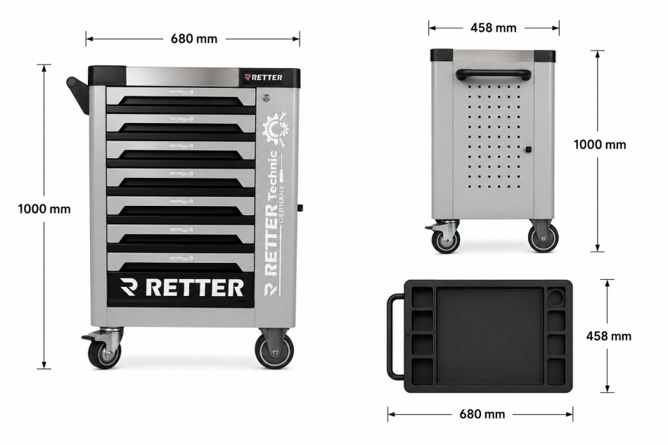 RETTER R8 Werkzeugwagen /Carbon Edition Leer