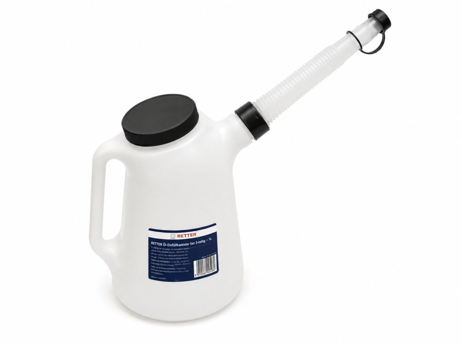 RETTER Öl-Einfüllkanister Set 3-teilig 1L / 3L / 5L mit flexiblem Auslauf