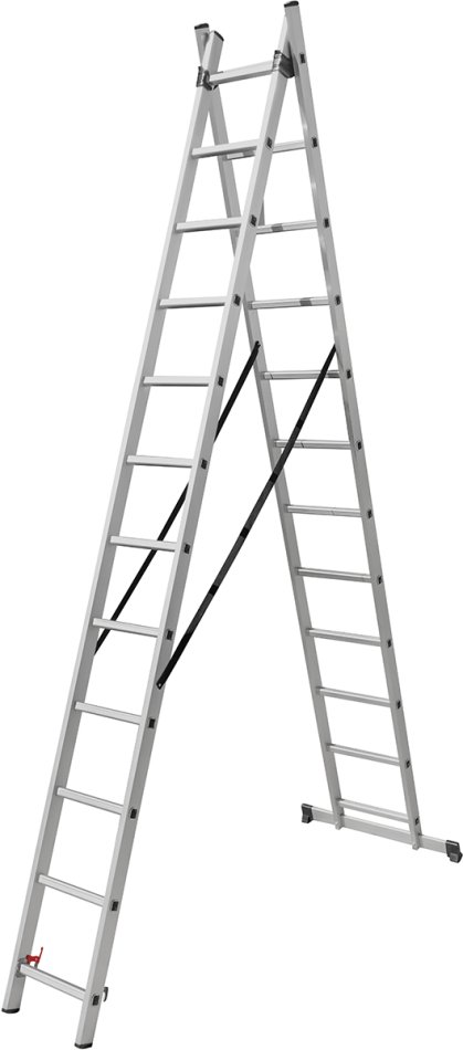 Schiebe-Teleskopleiter 2 x 11 Stufen – Arbeitshöhe 6,50 m – 150 kg belastbar – HAUSMARKT