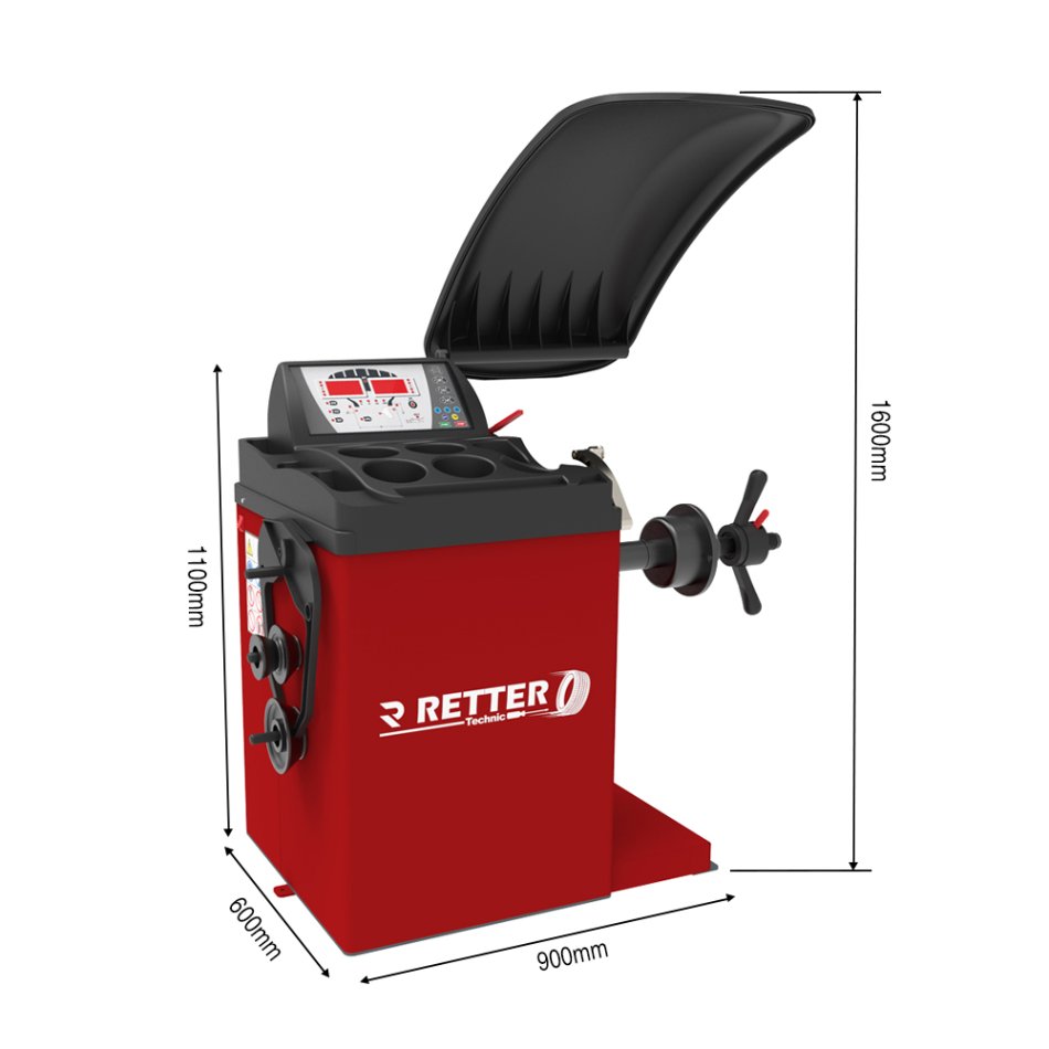 Reifenwuchtmaschine - Auto Messung RETTER WB65b & Reifenmontiermaschine - pneumatisch Kippsäule RETTER 706D Red