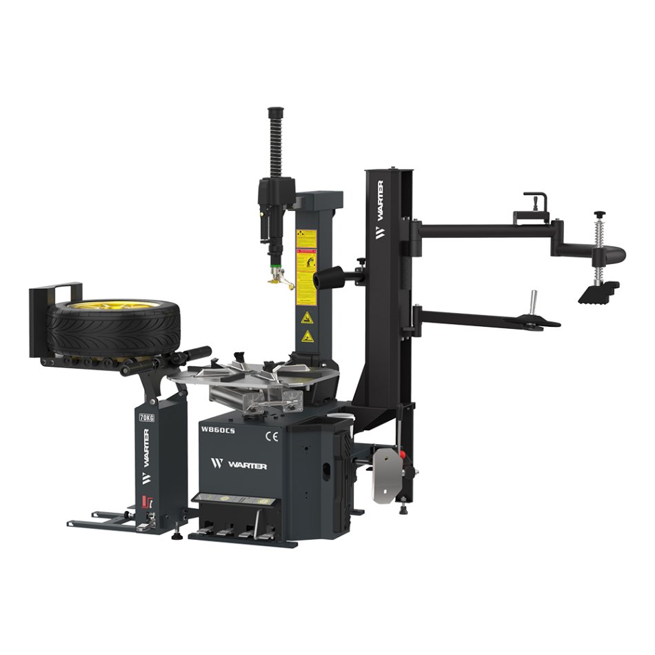 W860CS - WARTER PROFI Reifenmontiermaschine Kippsäule mit Doppel Hilfsarm 2 Stufig mit Reifenheber