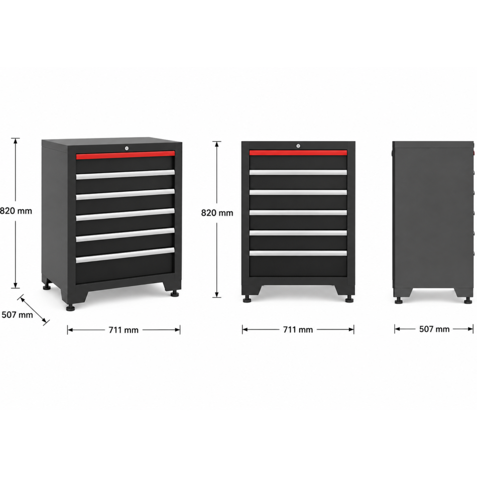 6‐Schubladen Schrank Modul für Schranksystem - 711 x 507 x 820 mm | RETTER - RT01Y9235