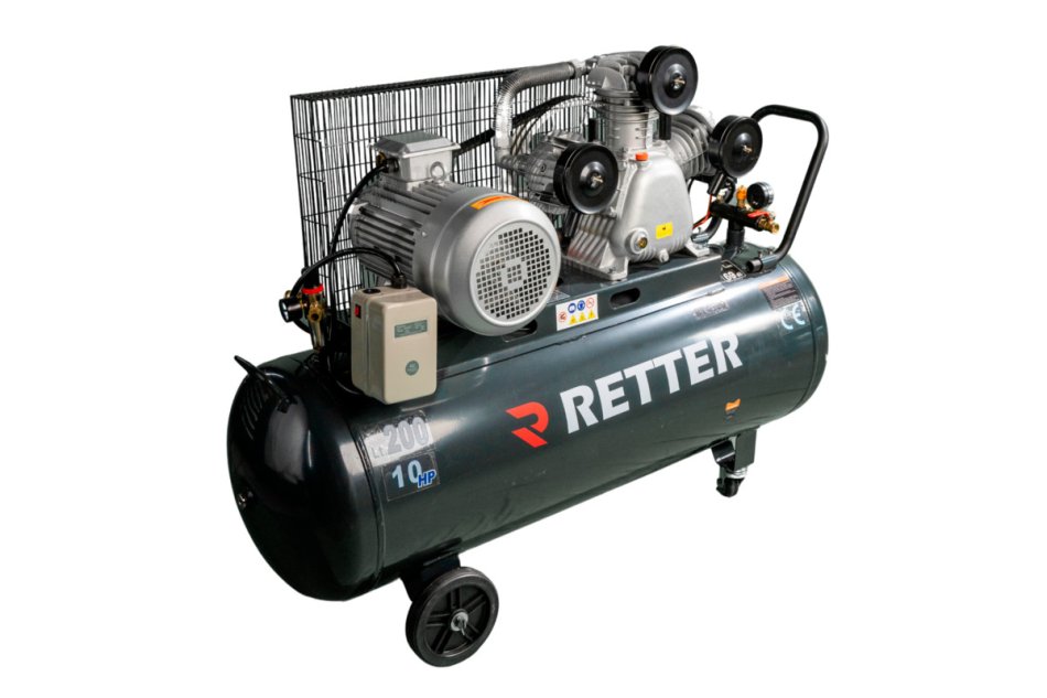 Druckluft Kompressor 200L ölgeschmiert - 3 Zylinder 10PS | RETTER RT4120