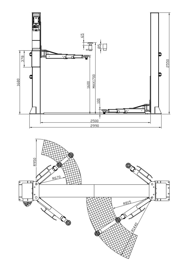 RETTER L24BE 2 Säulen Hebebühne 4,2 t - Profi-Line | Version kurz 2520 mm