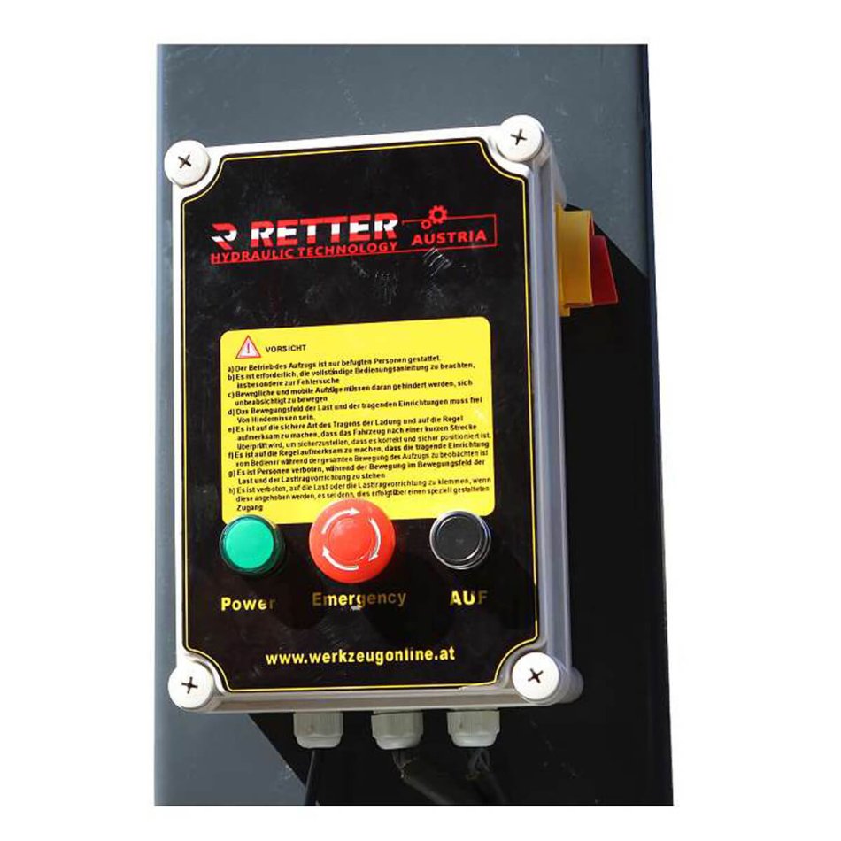2 Säulen Hebebühne 4.500 kg - Halbautomatische Entriegelung RTH-2045S 400V - Gratis Zubehör 2 x 5 Liter Hydrauliköl