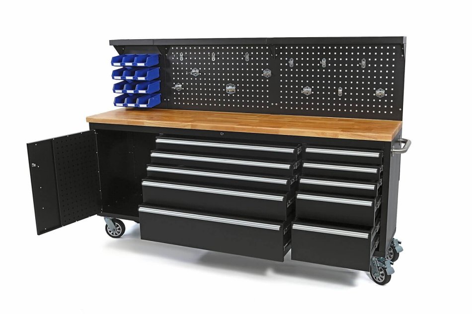 Werkzeugwagen - Werkbank - 214 cm - 180 Kg - 10 Schubladen