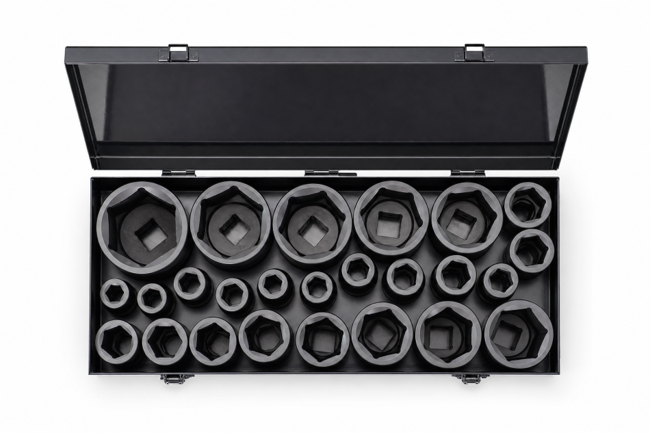 RETTER Sechskant-Steckschlüsselsatz 1 Zoll 17–75 mm 25-teilig im Metallkoffer RT-H11LE785