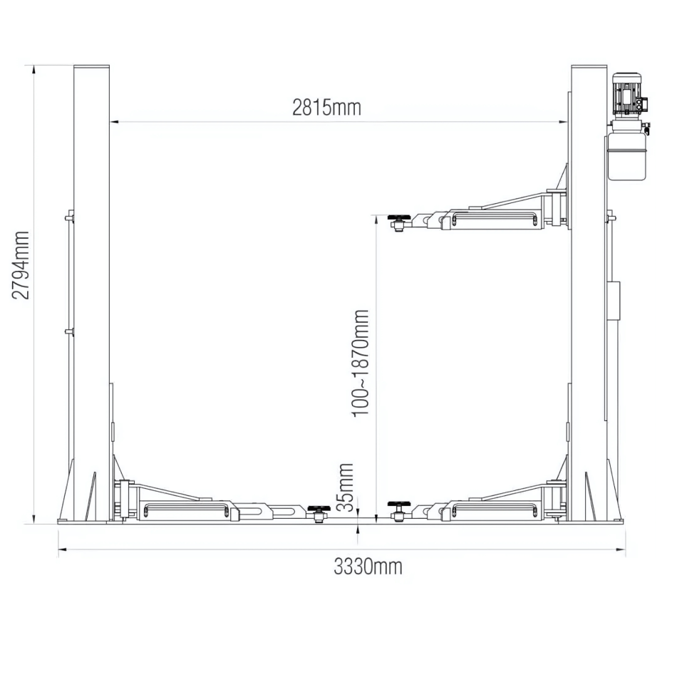 WARTER Zwei-Säulen-Hebebühne Profi JBL510 – 4,5 t automatische Entriegelung