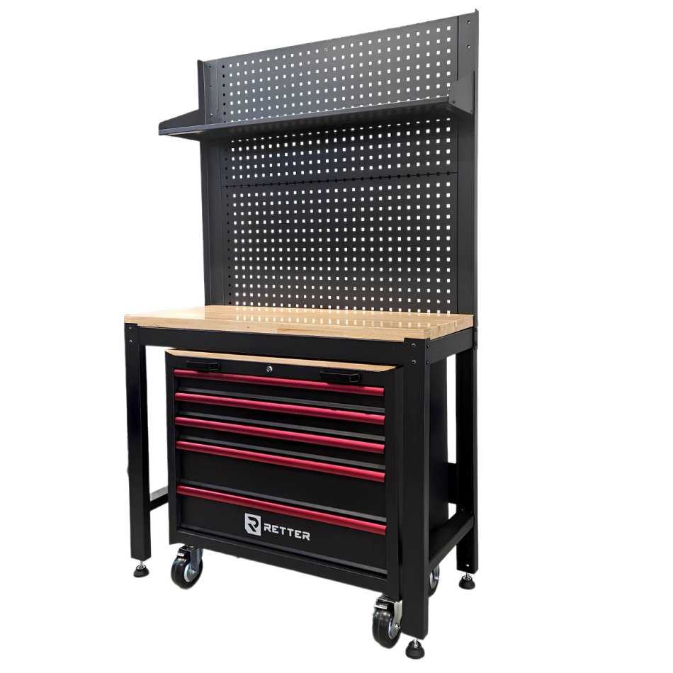 Werkbank mit Holzplatte und Rückwand – RT2000-Serie