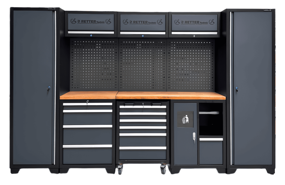 Werkstatteinrichtung SET 11 Teile - RETTER Schranksystem RTX1100 | 3240 x 500 x 2040 mm
