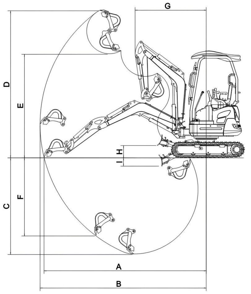 Rhinoceros XN18L Diesel Minibagger - Kubota Motor 14 PS