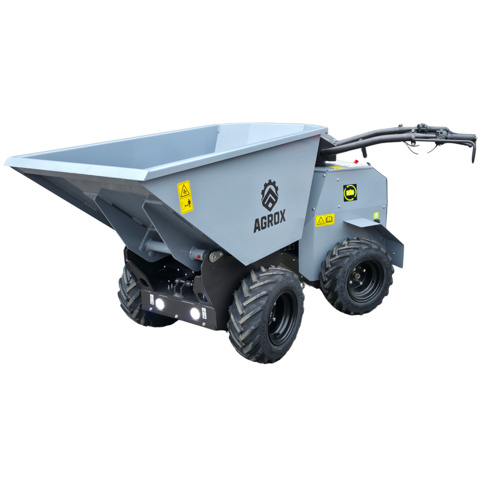 AGROX Elektro-Allrad-Dumper 500kg, Lithium-Akku und hydraulische Knicklenkung