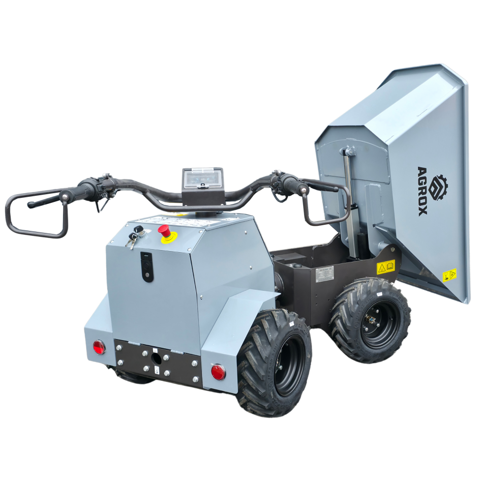 AGROX Elektro-Allrad-Dumper 500kg, Lithium-Akku und hydraulische Knicklenkung